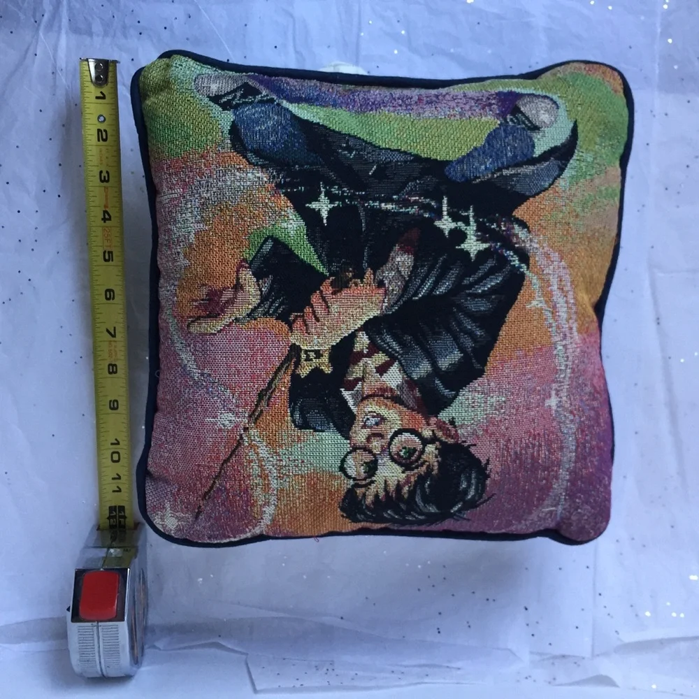 Harry Potter Wizard Wand Vintage Square Throw Pillow 12 x 12 Needlepoint design.